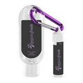 1.9 Oz. Bead Sanitizer with Carabiner and SPF 15 Lip Balm In White Tube With Hook Cap